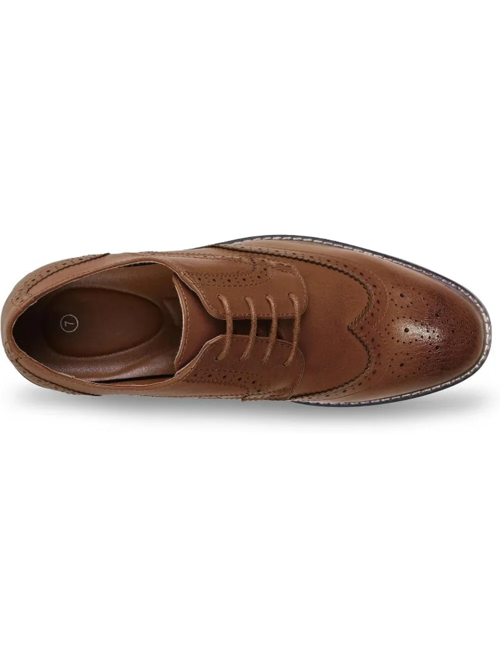 Men Brown Wingtip Leather Cap Toe Durable Sole Business Derby Dress Oxford Shoes